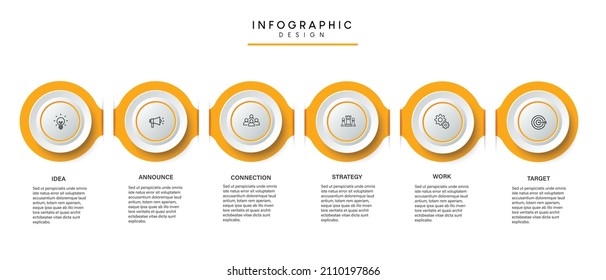Steps business timeline process infographic template design with icons