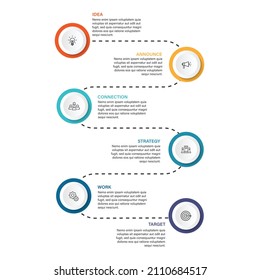 Steps business timeline process infographic template design with icons