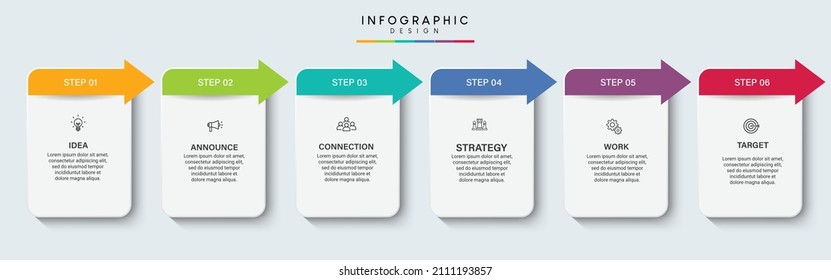 Steps business timeline process infographic template design with icons
