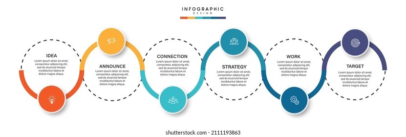 Steps business timeline process infographic template design with icons