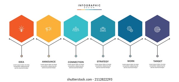 Steps business timeline process infographic template design with icons