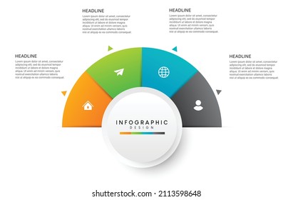 Pasa por el diseño de plantillas de infografía de procesos de línea de tiempo de negocios con iconos