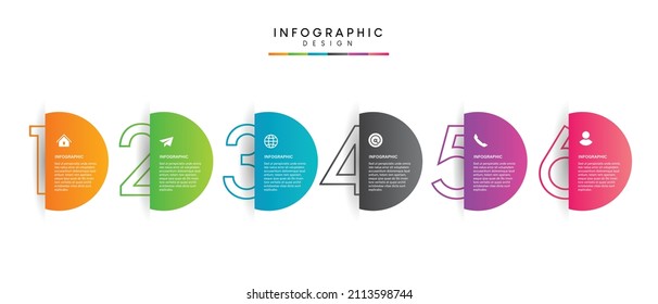 Pasa por el diseño de plantillas de infografía de procesos de línea de tiempo de negocios con iconos
