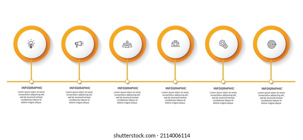 Steps business timeline process infographic template design with icons