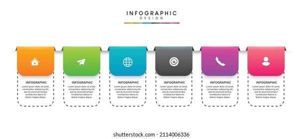 Pasa por el diseño de plantillas de infografía de procesos de línea de tiempo de negocios con iconos