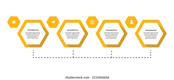 Pasa por el diseño de plantillas de infografía de procesos de línea de tiempo de negocios con iconos