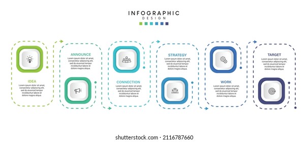 Steps business timeline process infographic template design with icons