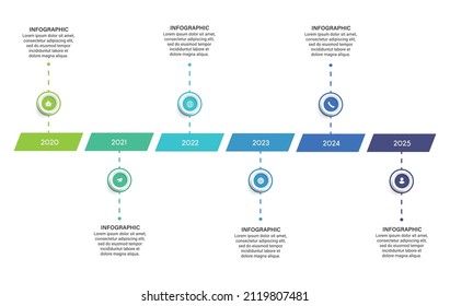 Steps business timeline process infographic template design with icons