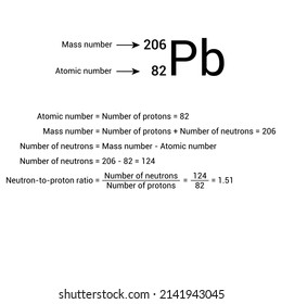 the steps in calculating the neutron-to-proton ratio for lead-206