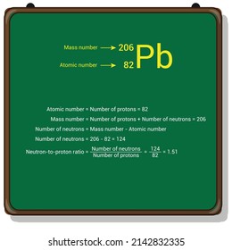 the steps in calculating the neutron-to-proton ratio for lead-206