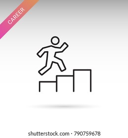 Steps, career growth thin line isolated flat vector icon