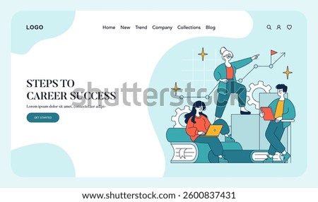 Steps to career success concept. A visual guide highlighting essential actions and mindset shifts for achieving professional goals. It encourages ongoing learning, networking, and persistence in