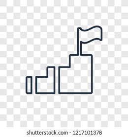 steps to complete concept vector linear icon isolated on transparent background, steps to complete concept transparency concept in outline style