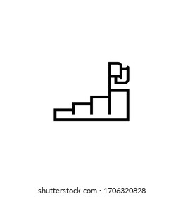 Steps to complete vector icon in linear, outline icon isolated on white background