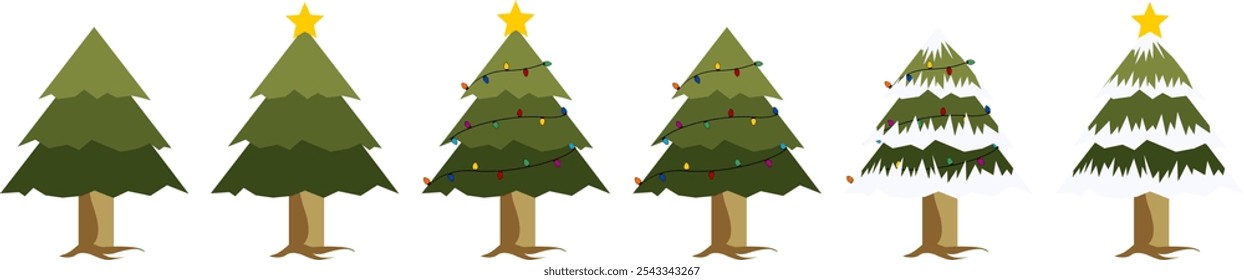 Steps for decorating a Christmas tree and snowing