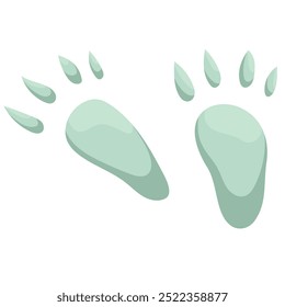 Steps of dinosaurs or other animals in flat style, isolated on a white background. Vector footprints of birds, animals in cartoon style. Dino tracks for posters or stickers