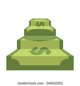 Steps from dollar. Track of  money. Staircase in form of cash. Ascent to wealth and success. Business illustration