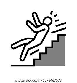 los pasos caen en el vector de icono de color de accidentes de man. los pasos caen como señal de accidente de hombre. ilustración de símbolo aislado