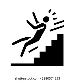 steps fall man accident glyph icon vector. steps fall man accident sign. isolated symbol illustration