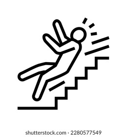 steps fall man accident line icon vector. steps fall man accident sign. isolated contour symbol black illustration
