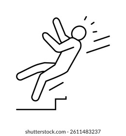 steps fall man accident line icon vector. steps fall man accident sign. isolated contour symbol black illustration