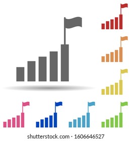 steps, flag, win, business multi color style icon. Simple glyph, flat vector of business icons for ui and ux, website or mobile application