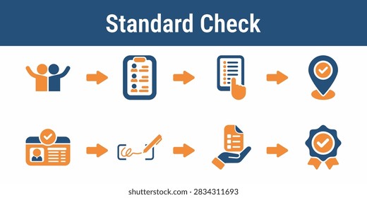 Steps for greeting locating verifying and issuing the correct ballot to a voter. Useful for poll worker training check in software and precinct procedure graphics