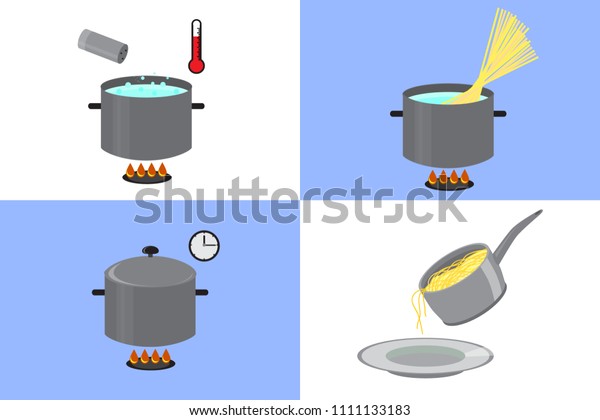 Steps How Cook Pasta Step By Stock Vector (Royalty Free) 1111133183