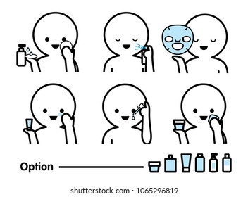 Steps how to facial care. Infographics cute style.