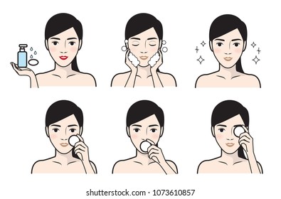 Steps How Facial Care Infographics Simple Stock Vector (Royalty Free ...