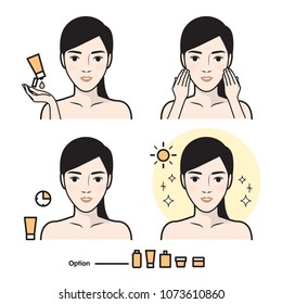 Steps how to facial care. Infographics simple style.