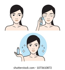 Steps how to facial care. Infographics simple style.