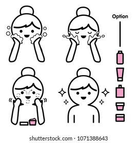 Steps how to use skin care.cute style.