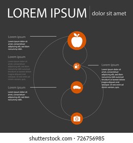 Steps info graphics illustrate a strategy work-flow or team work