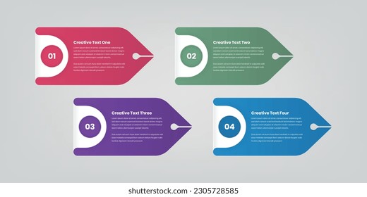 Steps infographic business text and features presentation card element with number