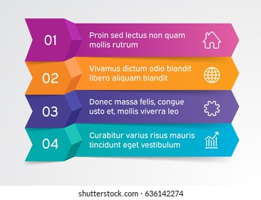 Steps infographics banners with arrows. Template for diagram, graph, presentation, chart, number options, workflow layout, web design. Business concept with 4 steps. Abstract background.