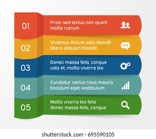 Steps infographics banners with arrows. Template for diagram, graph, presentation, chart, number options, workflow layout, web design. Business concept with 5 steps. Abstract background.