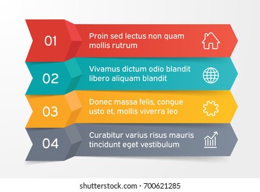 Steps infographics banners with arrows. Template for diagram, graph, presentation, chart, number options, workflow layout, web design. Business concept with 4 steps. Abstract background.
