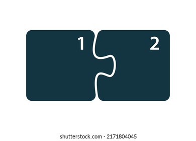 Steps infographics. Puzzle sequence. Two elements of puzzle. Process, workflow infographics, plan elements. Presentation chart elements. Vector illustration