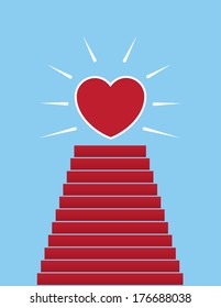 Steps up to large shining heart 