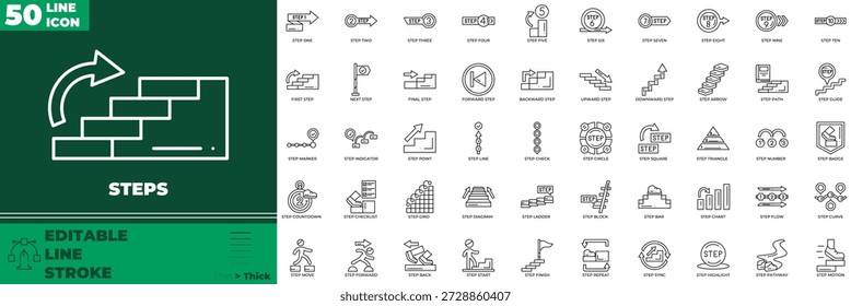 Conjunto de iconos editables de la línea de pasos