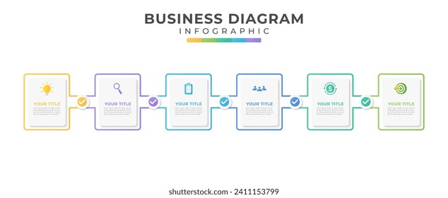Steps modern business data visualization timeline process infographic template design with icons
