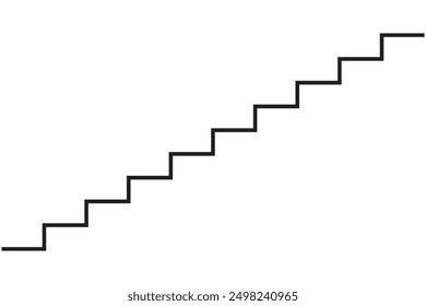 the steps up on the staircase to achieve the goal. Staircase symbol of the way to succeed. Vector illustration.