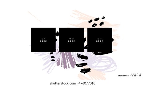 Steps and options, abstract template with watercolor elements for business designs and backgrounds. All aquarelle elements are monochrome and easy to recolor.