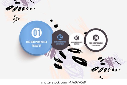 Steps and options, abstract template with watercolor elements for business designs and backgrounds. All aquarelle elements are monochrome and easy to recolor.