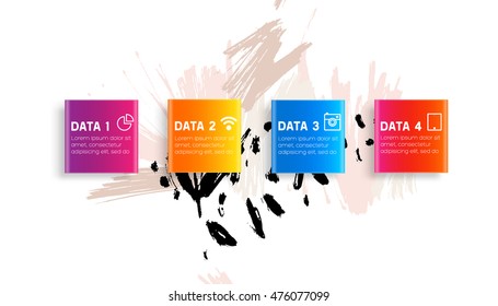 Steps and options, abstract template with watercolor elements for business designs and backgrounds. All aquarelle elements are monochrome and easy to recolor.