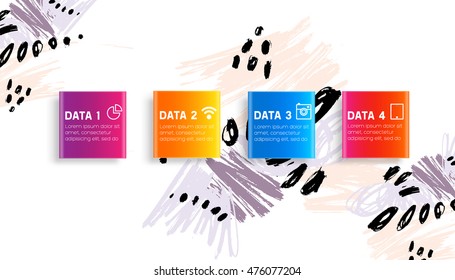 Steps and options, abstract template with watercolor elements for business designs and backgrounds. All aquarelle elements are monochrome and easy to recolor.