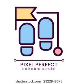 Steps pixel perfect RGB color icon. Business process stages. Planning. Career development and growth. Isolated vector illustration. Simple filled line drawing. Editable stroke. Poppins font used