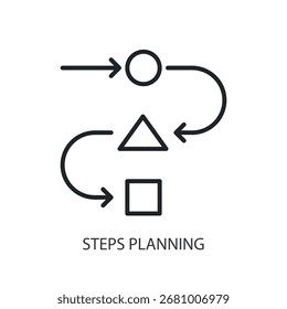 Steps planning thin line vector icons.
