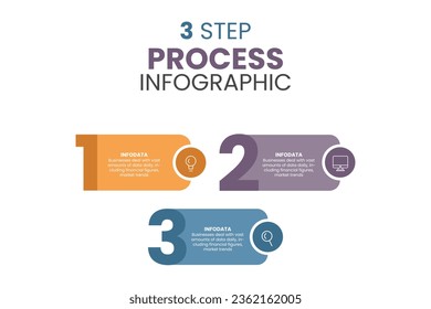 Los Pasos Procesan La Plantilla Infográfica Con Iconos Y 3 Opciones Utilizadas Para El Negocio, Presentación Infográfica De Negocio, Diseño De Flujo De Trabajo.